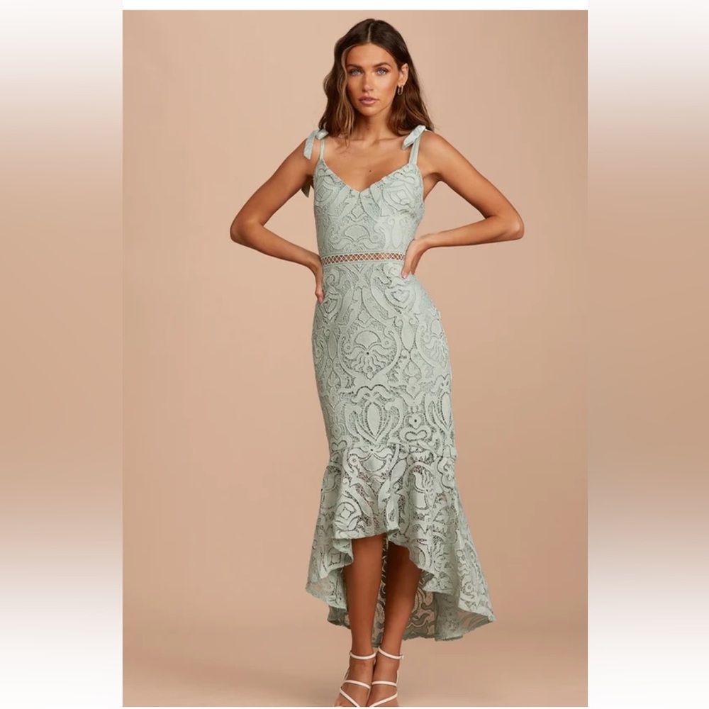 LULUS Won Your Heart Lace High-Low Dress NWT